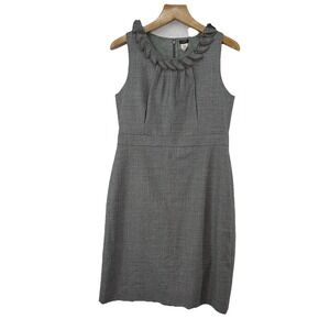 J Crew Women's Sz 12 Light Gray Wool Blend Sleeveless‎ Sheath Dress Party Work